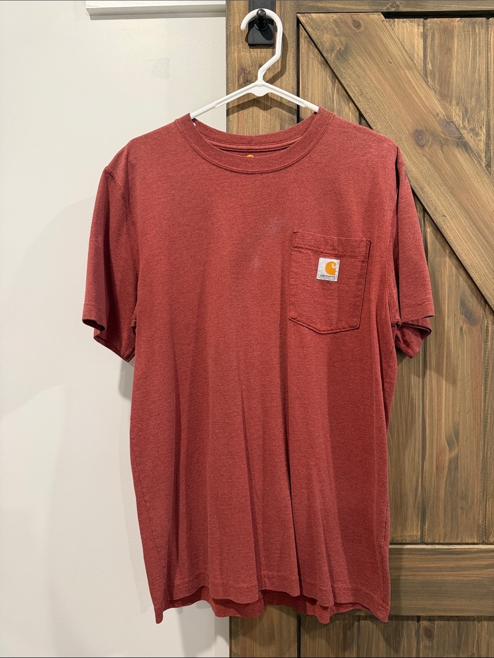 Carhartt Men's Brick Red Short-Sleeve Pocket Tee